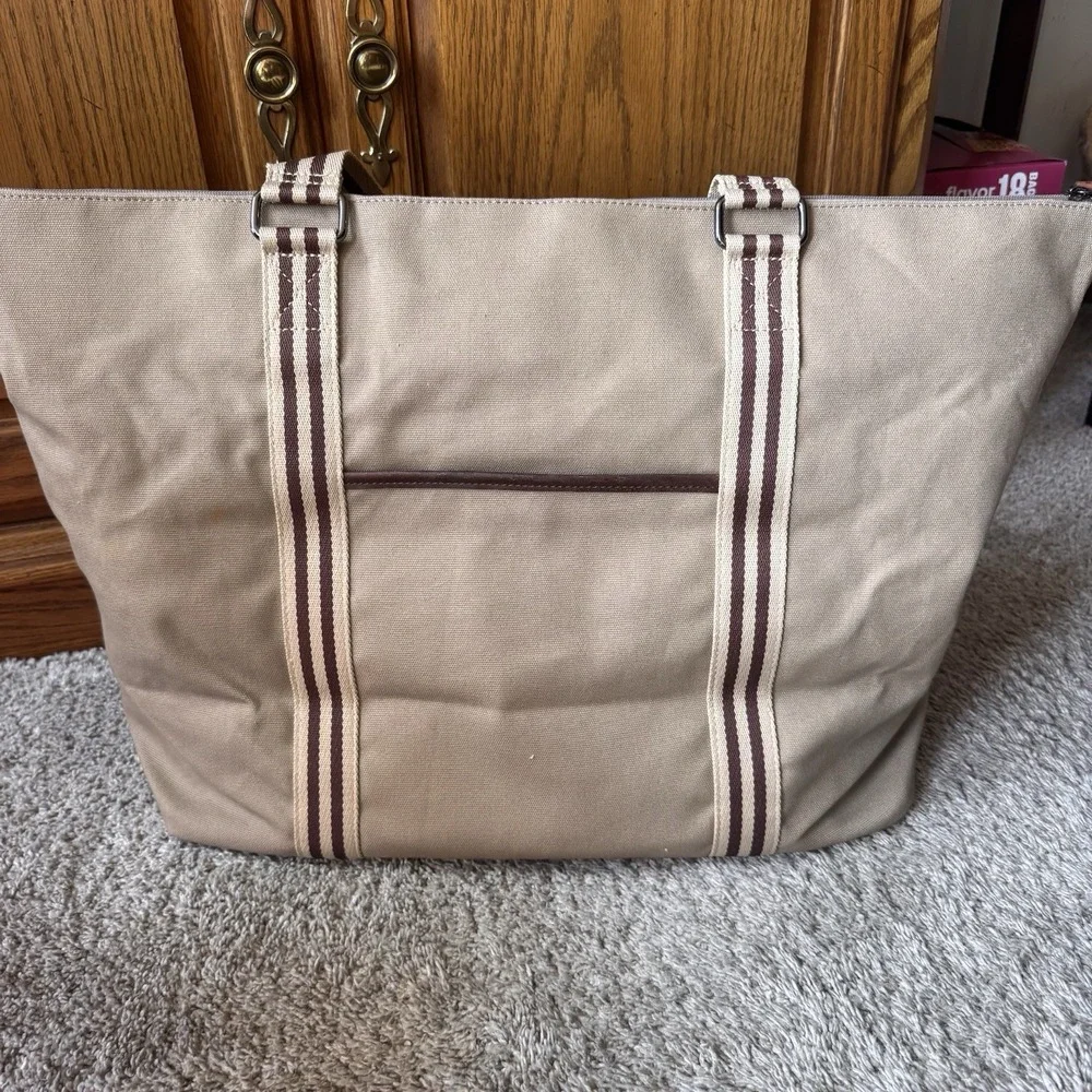 Baekgaard Tom Zipper Tote in Desert Tan Canvas with Italian Leather NWT